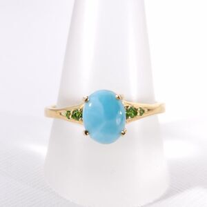 Larimar 1.9 Carats Ring Vermeil YG over Sterling Silver Size 10